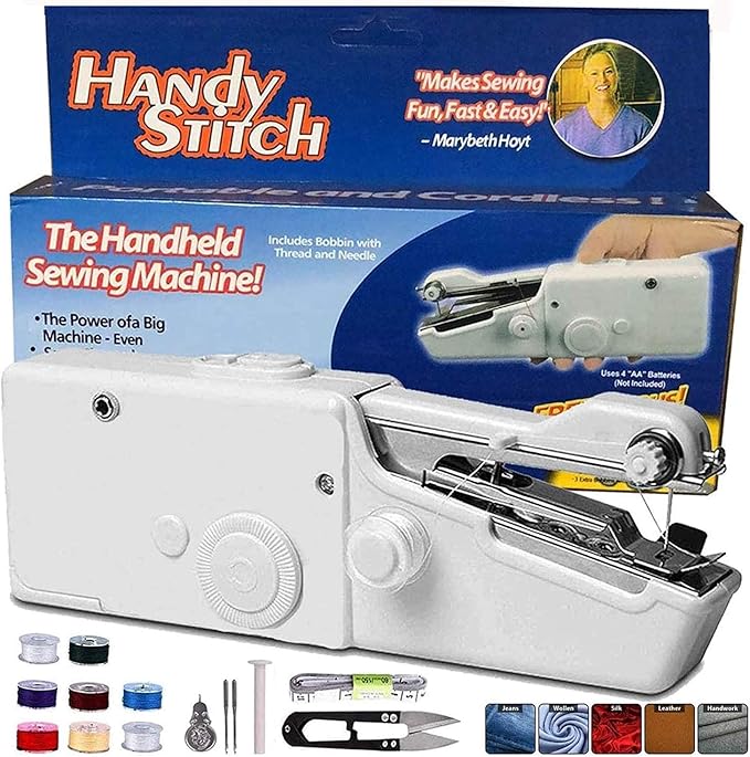 Handy Stitch Portable Handheld Sewing Machine – Cordless Mini Sewing Machine for Quick Repairs & DIY