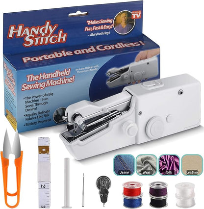 Handy Stitch Portable Handheld Sewing Machine – Cordless Mini Sewing Machine for Quick Repairs & DIY