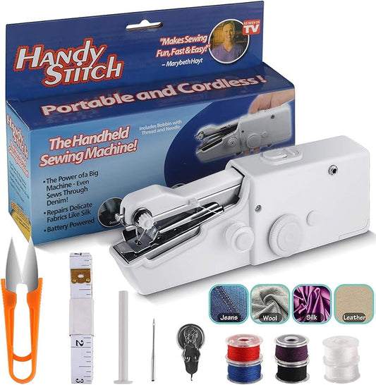 Handy Stitch Portable Handheld Sewing Machine – Cordless Mini Sewing Machine for Quick Repairs & DIY